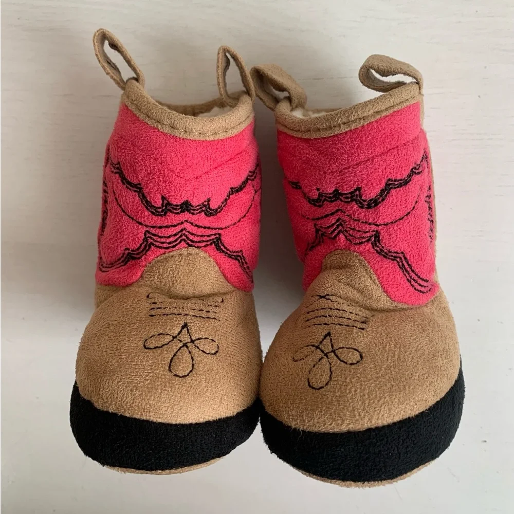 Lazy One Western Cowgirl Soft Sherpa Lined Baby Boot Slippers Sz Infant XS 1-3 - Picture 1 of 7
